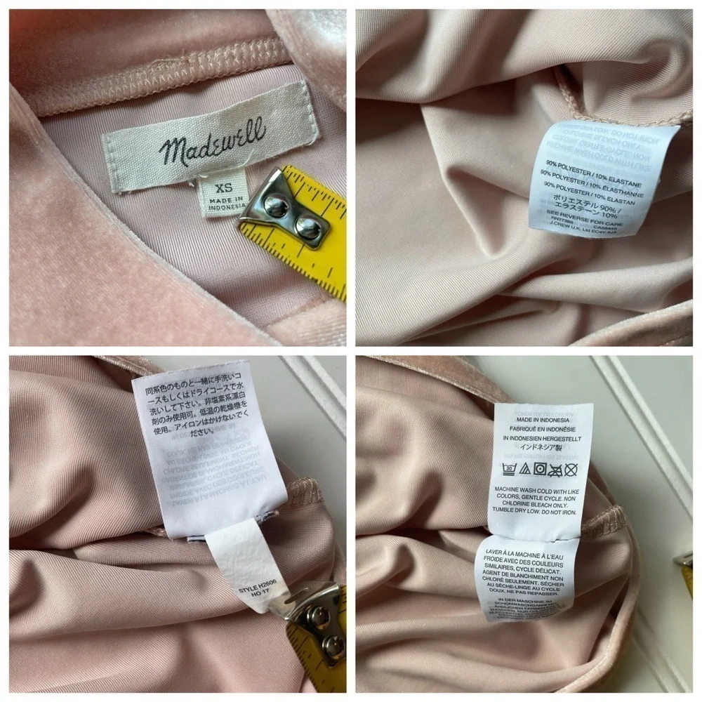 Madewell Velvet Mock neck tee Top Pink Size XSmall Blush Peach Workwear